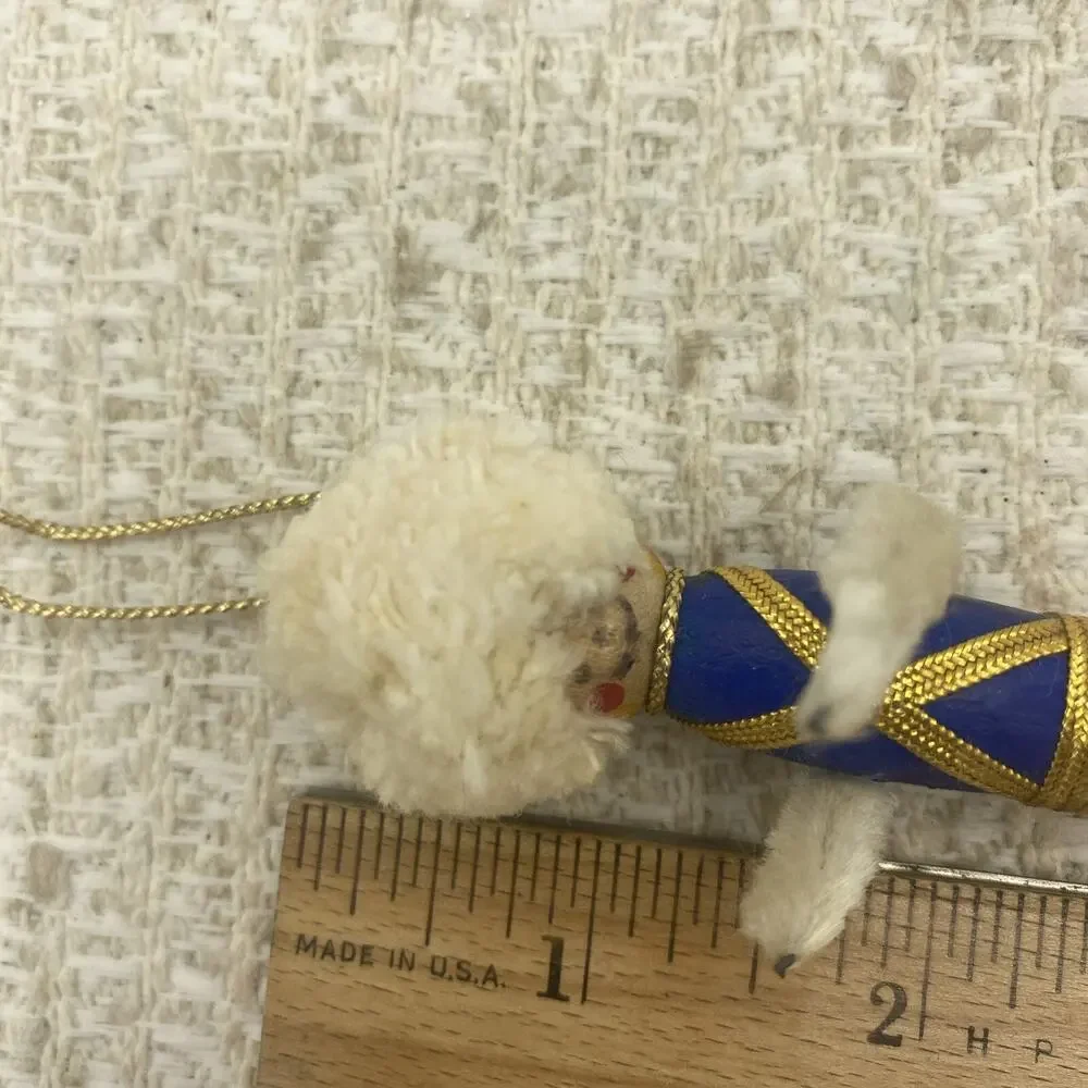 Vintage Clothes pin Nutcracker Christmas Ornament Red Blue White Gold